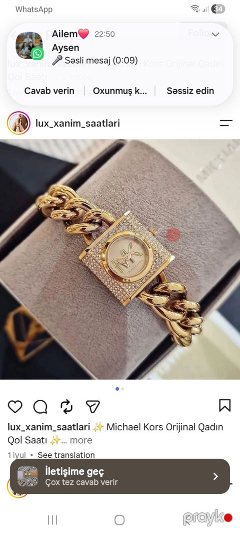 Michael Kors orijinal qadın qol saatı.Tezedir.İşlenmeyib. - Model: MK — Mehdiabad