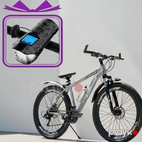 Dağ velosipedi VeloStrim, Hədiyyə 3-ü 1-də, fənər/sürət ölçən/siqnal, TECH_11129, boz — Bakı