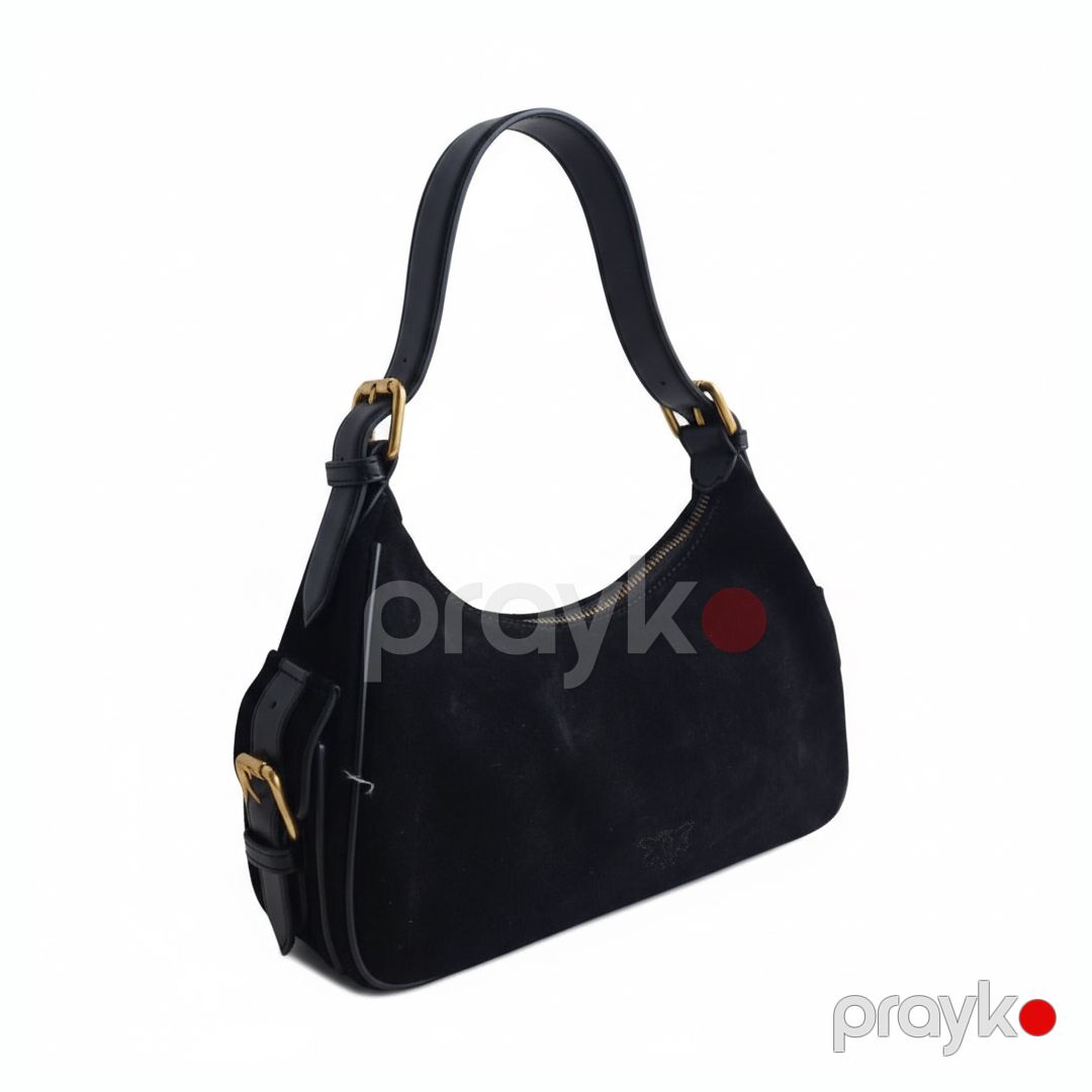 Pinko Cargo Bag Mini – Qara Zamşa Çiyin Çantası 30 sm — Çantalar, çamadanlar, cüzdanlar, Bakı (3)