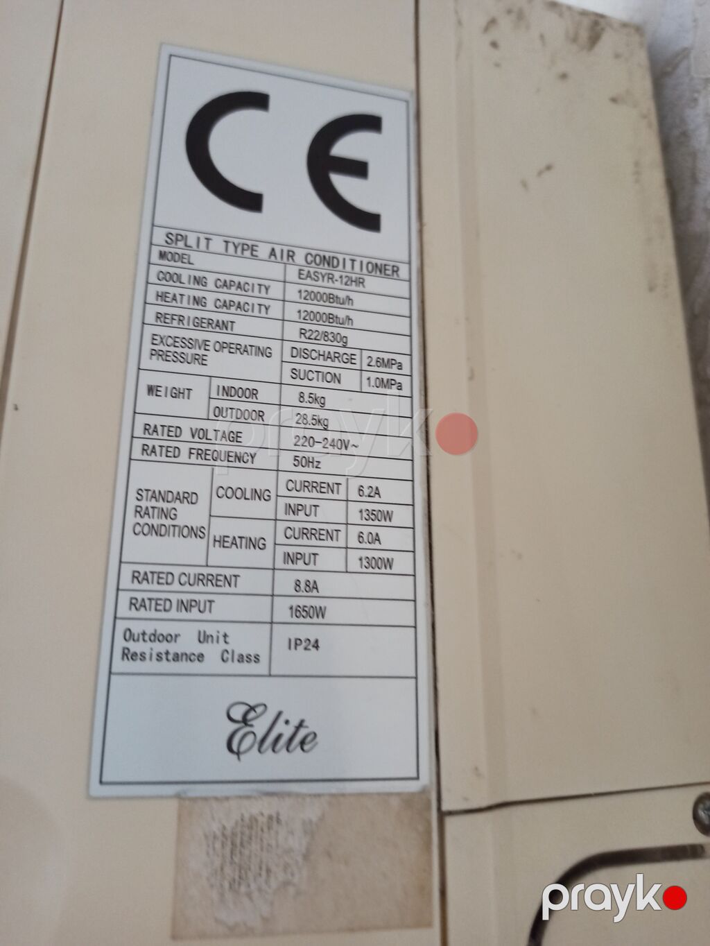 Elite split tip kondisioner – model EASYR-12HR Texniki göstəricilər — Kondisioner və split-sistemlər, Bakı (5)