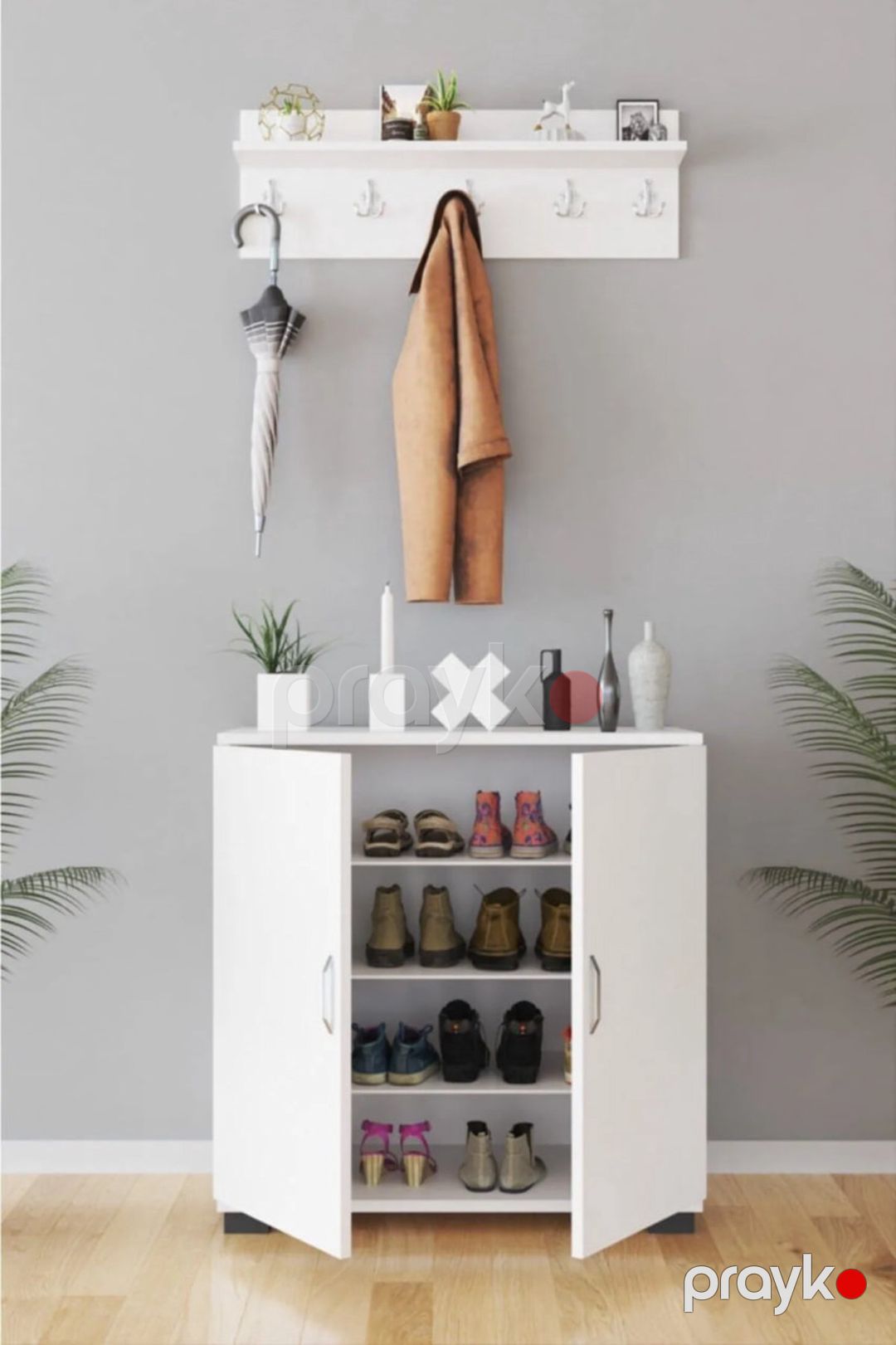 Ayaqqabı üçün tumba dəsti Ev Plus Haüs, Ldsp, ağ, 79x72x32 sm — Mallar, Bakı (2)