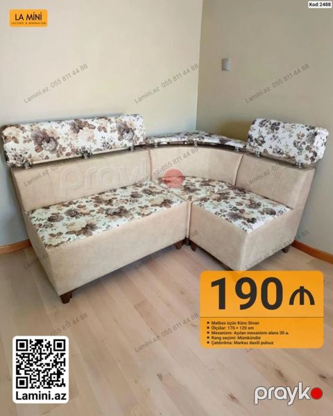 Mətbəx üçün künc divan - Ölçülər: 170 120 sm - Mexanizm: açılan — Bakı