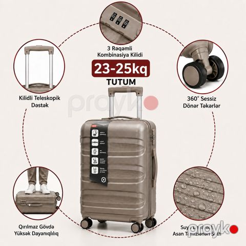 Çamadan VC2699048, ABS plastik, bej, 4 təkər, ölçü 2XL — Bakı