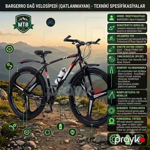 Dağ velosipedi Bargerro TECH_24029R 29" Qırmızı Qara 2 ədəd — Bakı