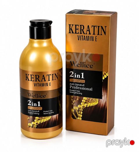 Saçlar üçün şampun Keratin Vitamin E 2in1, 520 ml — Bakı