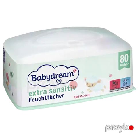 Uşaqlar üçün qutuda nəm salfetlər Rossmann Babydream Extra Sensitive həssas dərilər üçün 80 əd — Bakı