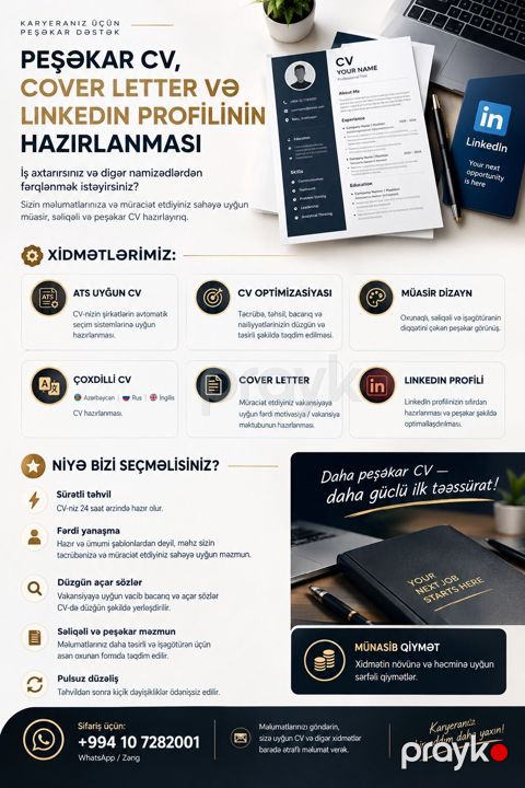 Peşəkar cv, cover letter və lınkedın profilinin hazırlanması İş — Fatmayı