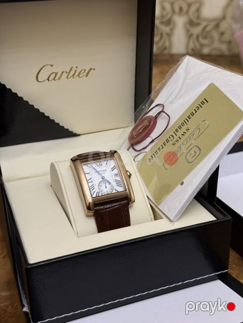 Cartier kişi qol saatı – klassik kvadrat (Tank üslubunda) korpus — Gəncə