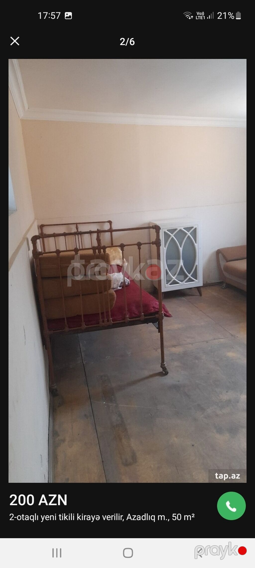 Kirayə verilir: 2 otaqlı mənzil, Azadlıq metrosu yaxınlığı, 50 m² — Mənzil, Bakı (3)