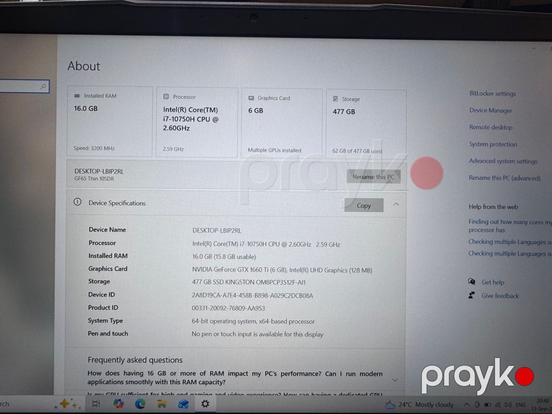 MSI GF65 Thin — Noutbuklar, Bakı (7)