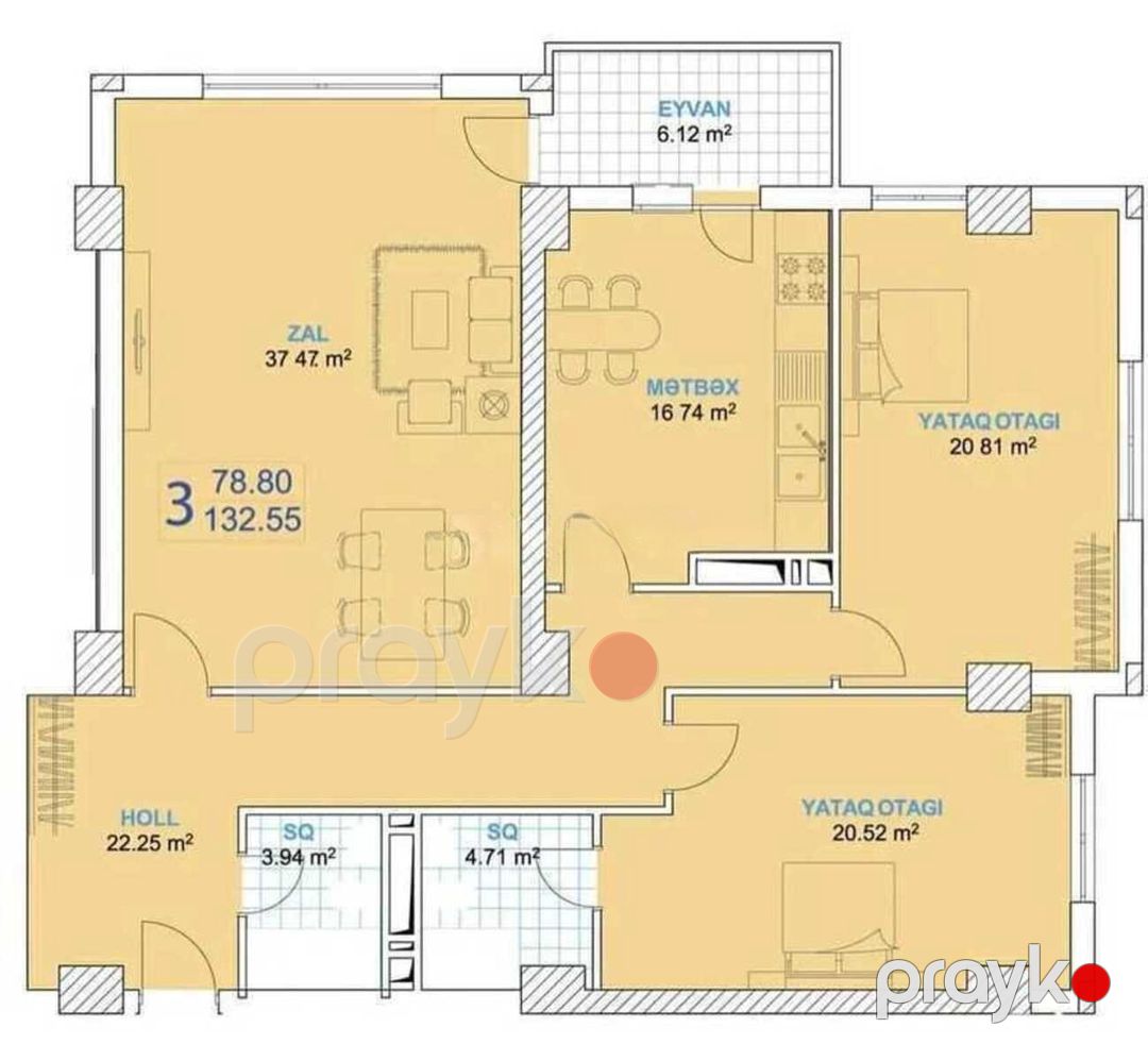 Satılır 3 otaqlı yeni tikili 133 m² — Mənzil, Bakı (2)