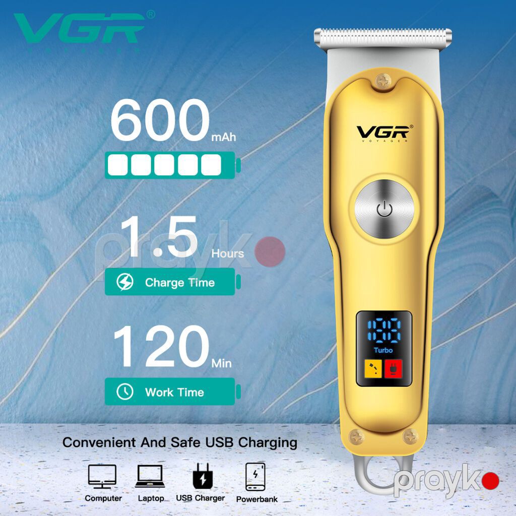 Trimmer VGR 290 600mAh / Cord/Cordles Led Displey Gold Bütün — Saç kəsmə maşınları, Bakı (4)