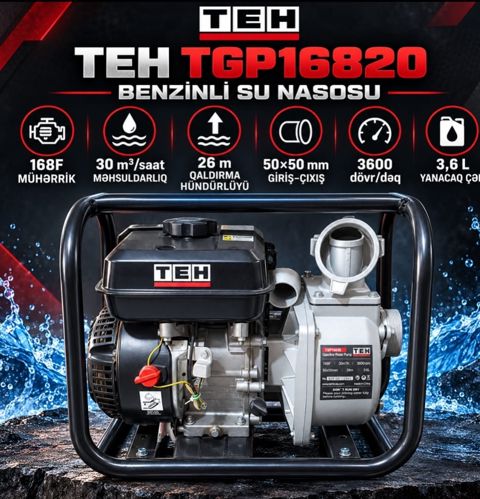Su nasosu TEH TGP16820 4100 W 26 m 500 l/dəq — 359.95 ₼ · Bakı · Mallar Su nasosu TEH TGP16820 4100 W 26 m 500 l/dəq — Bakı