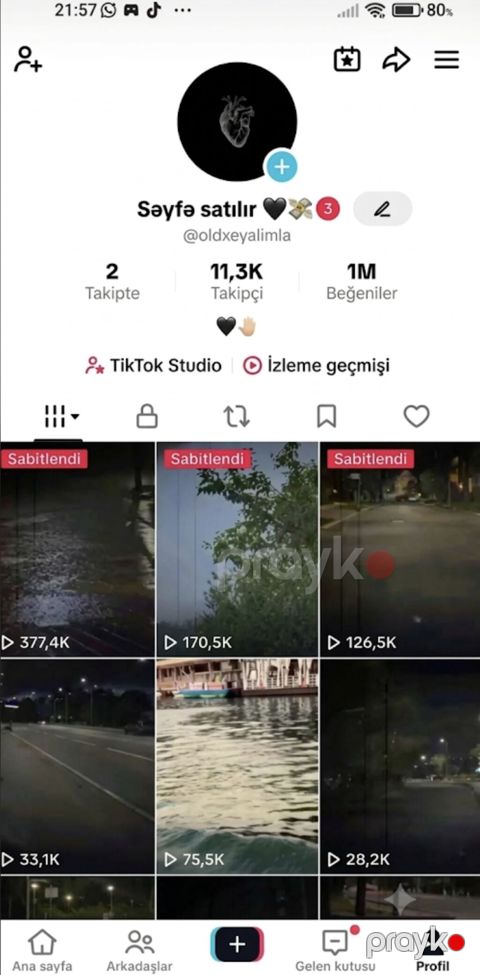 TikTok səhifəsi satılır. İstifadəçi adı: @oldxeyalimla Profil — Digah