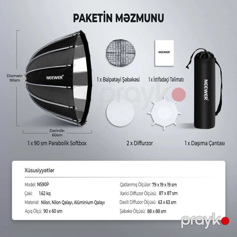 Parabolik softboks 120 sm "Neewer NS120P" — Foto və video texnikası, Bakı (7)