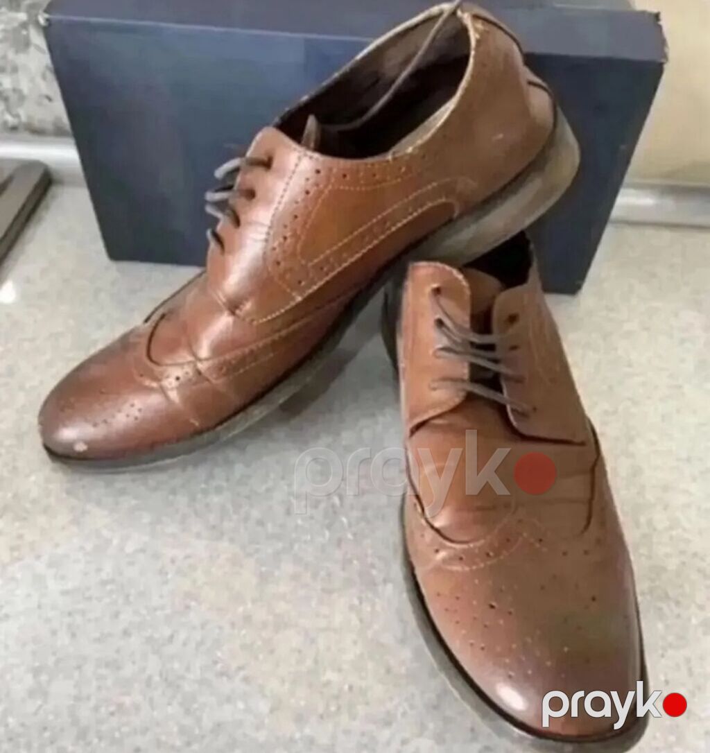 Klassik kişi dəri ayaqqabıları – broq (wingtip) model - Rəng: tünd — Ayakkabılar, Bakı (2)