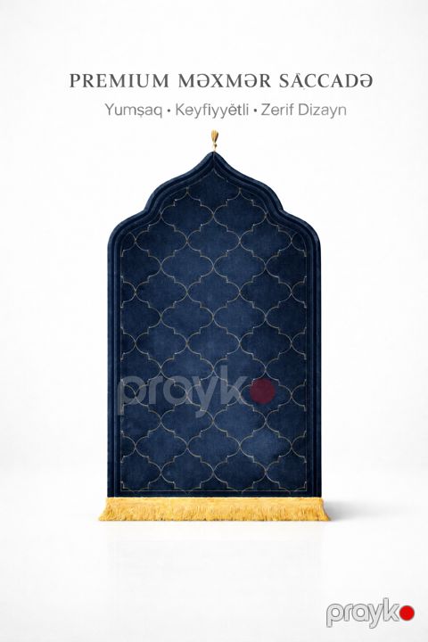 Namaz xalçası VC2005776, məxmər, göy, 110x70 sm — Bakı
