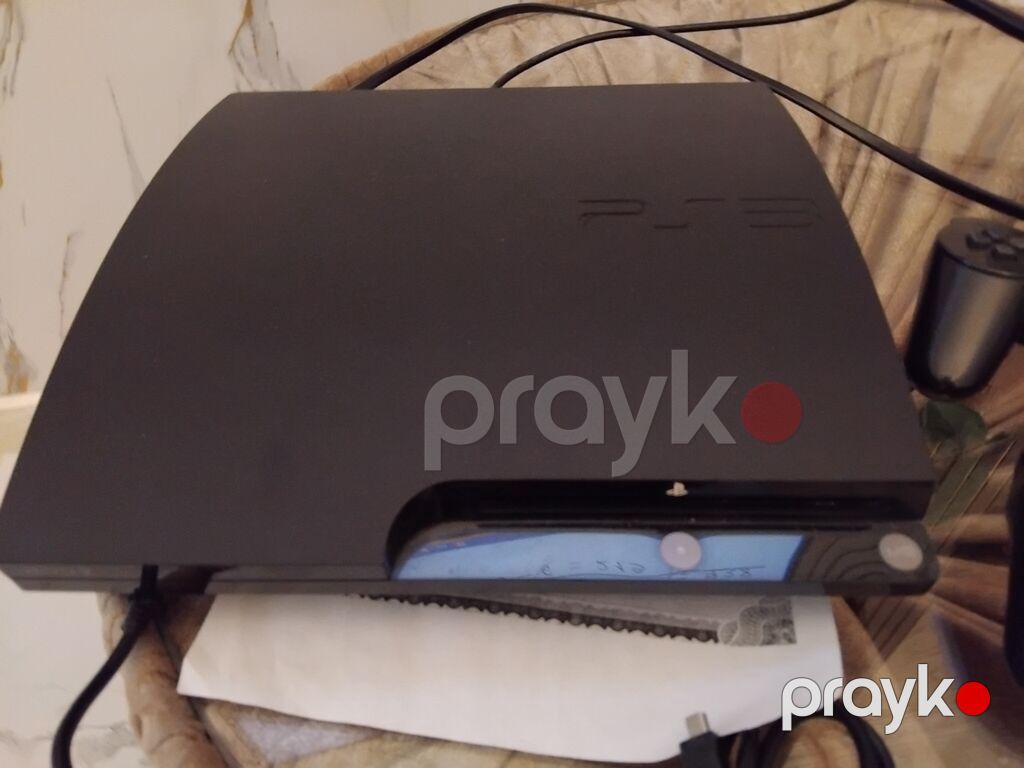 Sony PlayStation 3 (PS3) Slim oyun konsolu 2 qara pult orjinal göy — Oyun konsolları, Bakı (2)