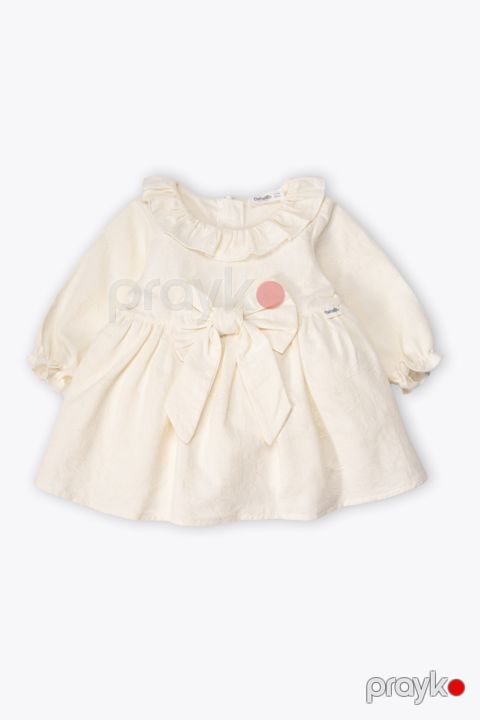 Qızlar üçün ziyafət donu Bebetto K5623, bej, pambıq, ölçü 18-24 ay