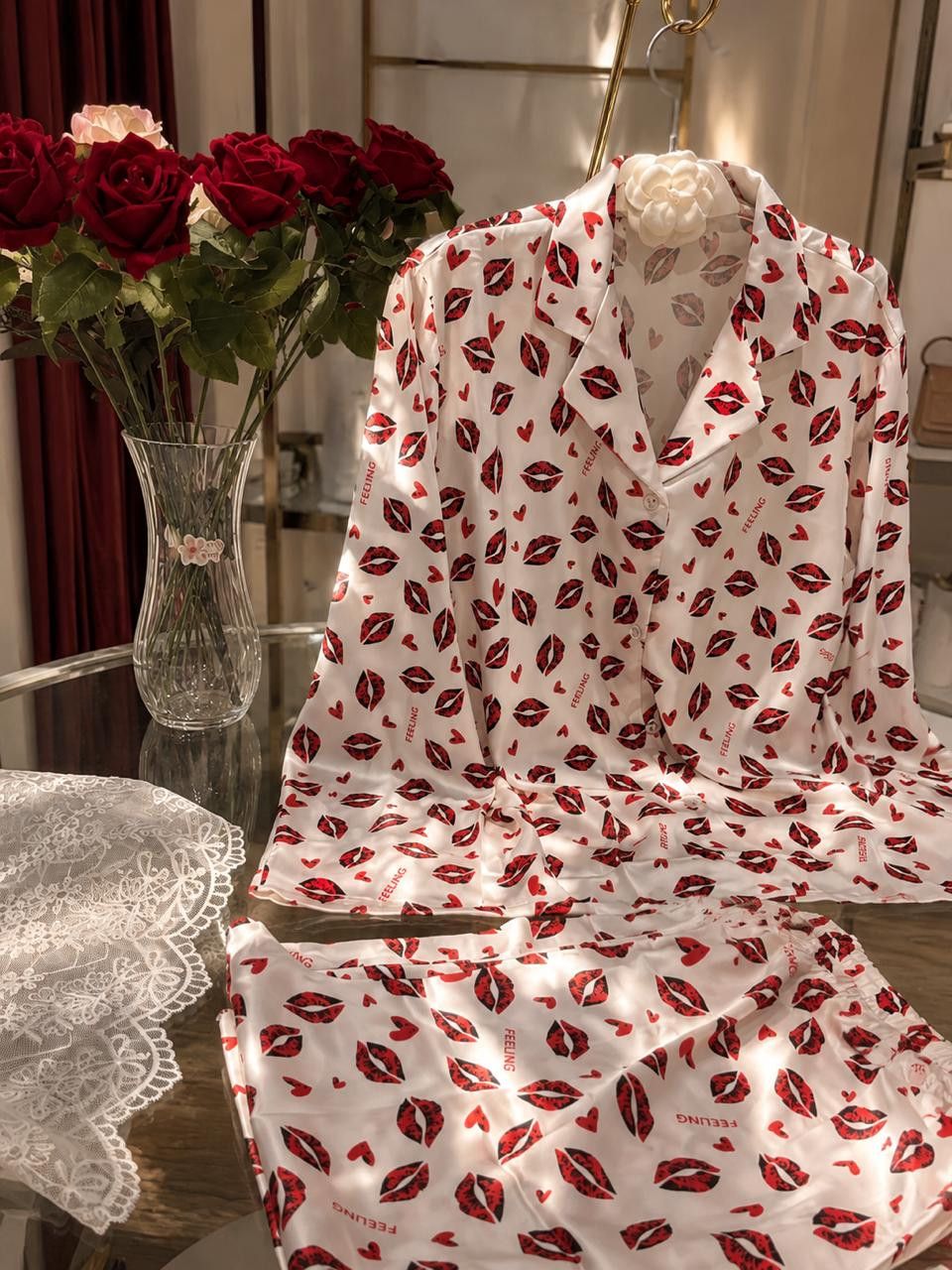 Qadınlar üçün pijama 40755063, ağ, satin, ölçü 38 — Mallar, Bakı