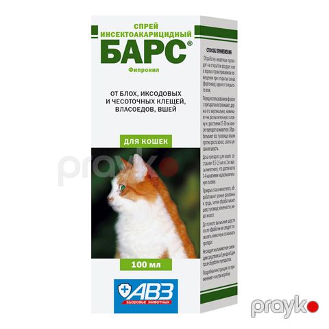 Pişiklər üçün birə və gənə əleyhinə sprey Барс, 100ml — Bakı