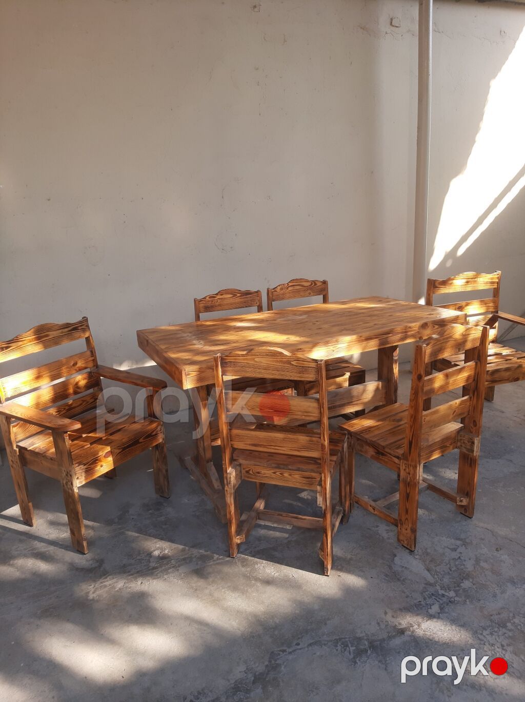 Balkon üçün, İşlənmiş, Açılmayan, Dördbucaq masa, 6 stul — Masalar və stullar, Gəncə (2)