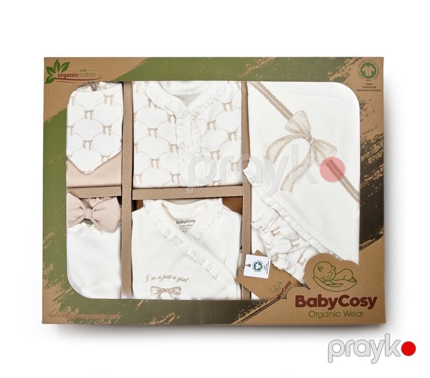 Yenidoğulanlar üçün dəst Babycosy, 10 bədən geyimi, qızlar üçün, 0-3 ay, ekru-qəhvəyi, %100 orqanik pambıq - CSY8169 — Mallar, Bakı (2)