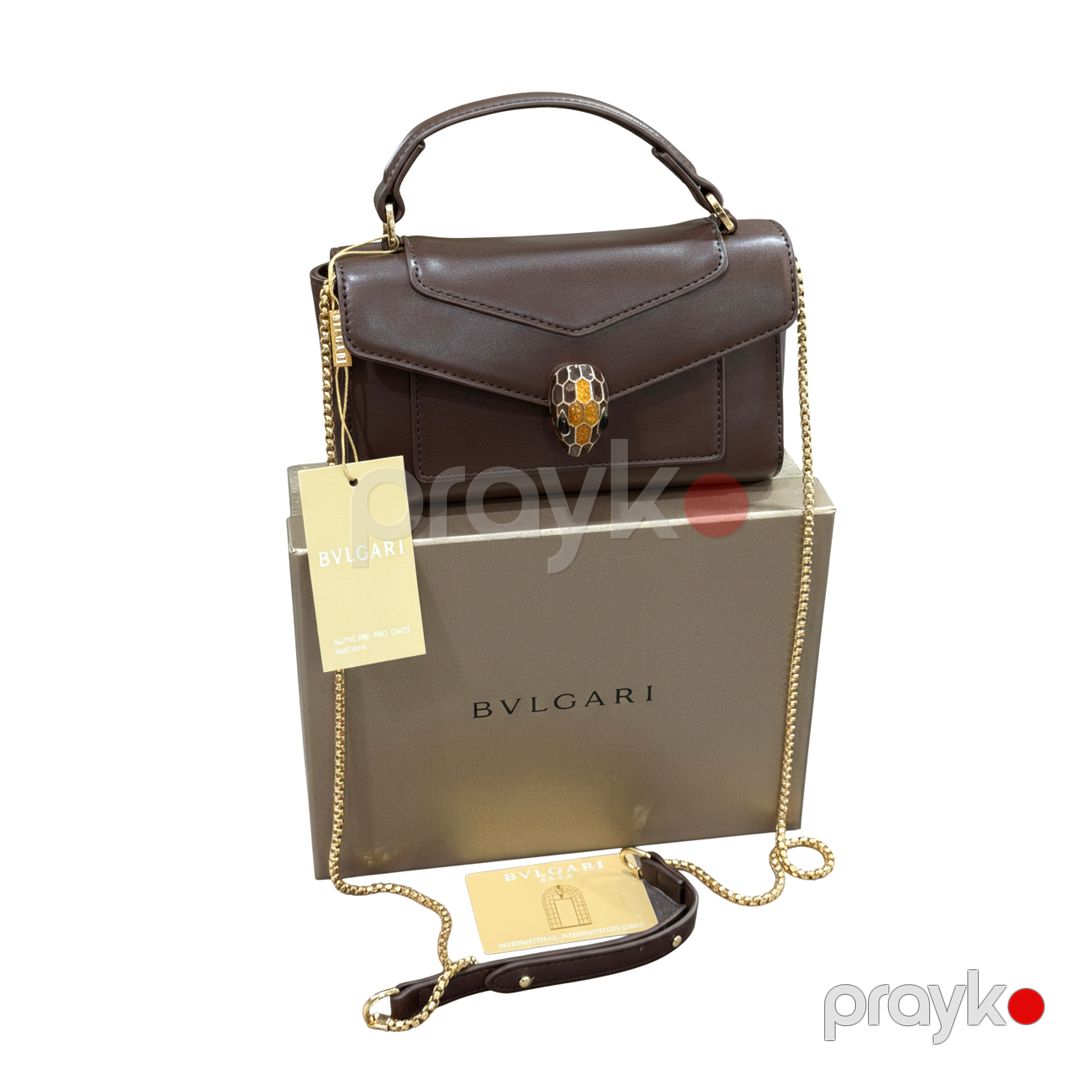 Bvlgari Serpenti Forever – Qəhvəyi Dəri Əl Çantası — Çantalar, çamadanlar, cüzdanlar, Bakı (2)
