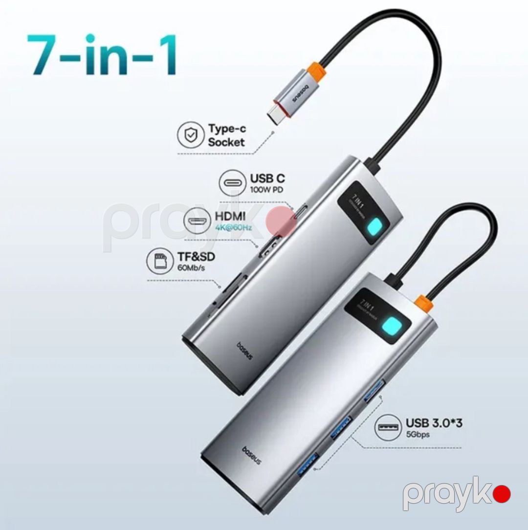 TypeC 4K HUB "Baseus 7in1" — Periferik cihazlar, Bakı (2)