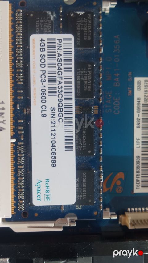 RAM Noutbuk üçün 4 GB PC3-10600 CL9, tam işləkdir. Satılan kimi — Bakı