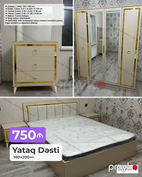 Yataq Dəsti – 160×200 sm Tərkibi: - Çarpayı: 1 ədəd, 160×200 sm — Bakı