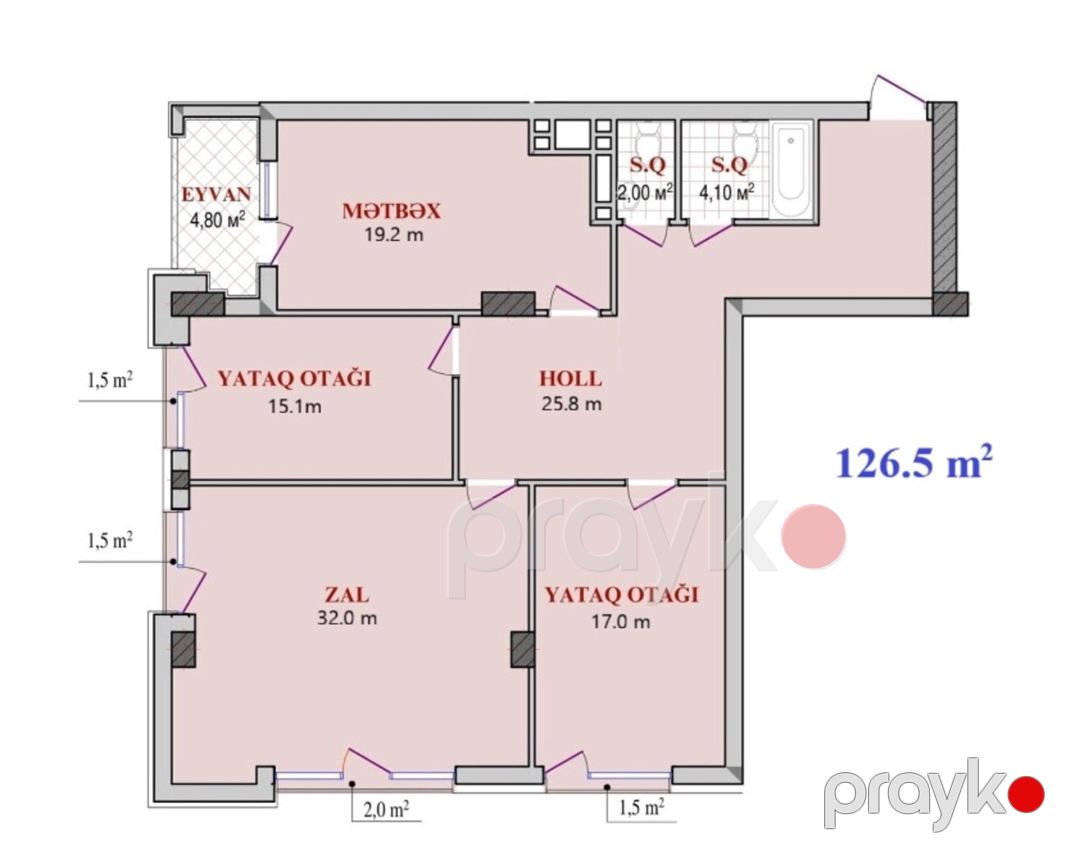 Satılır 3 otaqlı yeni tikili 126.5 m² — Mənzil, Bakı (2)