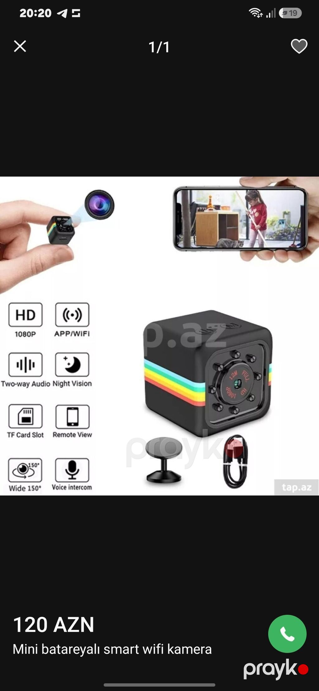 Mini batareyalı smart Wi‑Fi kamera - Video: Full HD 1080p - Geniş — Surveillance sistemləri, Digah (6)