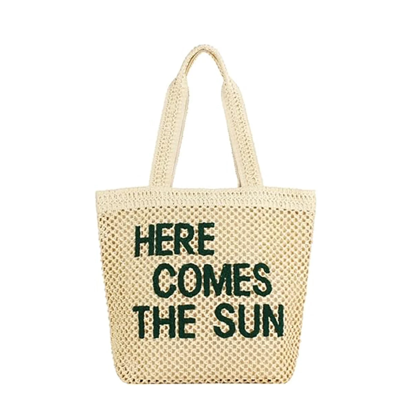 Çiyin çantası Here Comes The Sun, pambıq, bej, 30х39х14 sm — Bakı