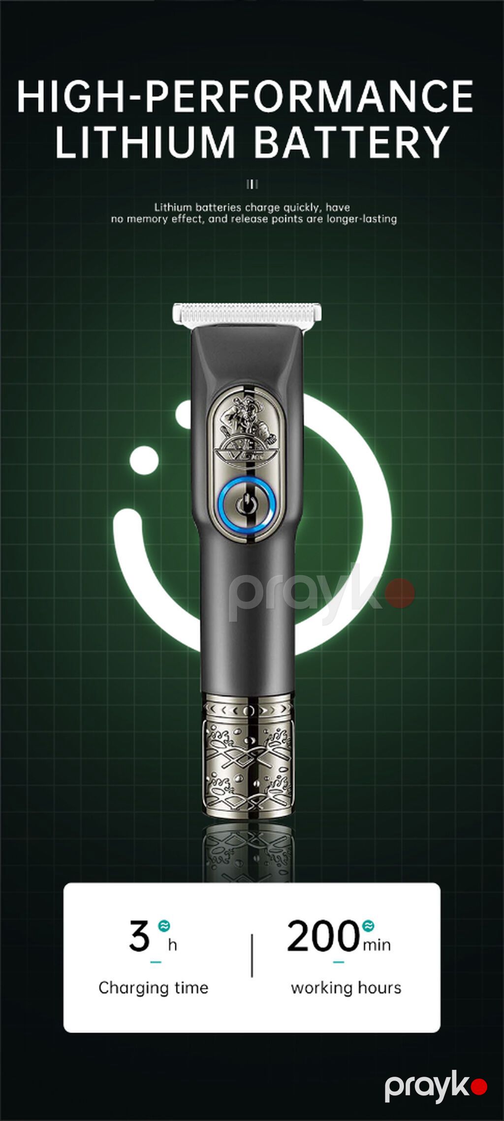 Trimmer VGR 963 - 1500mAh / 200 Dəqiqə / 2 Sürət 6000-6500RPM — Saç kəsmə maşınları, Bakı (8)