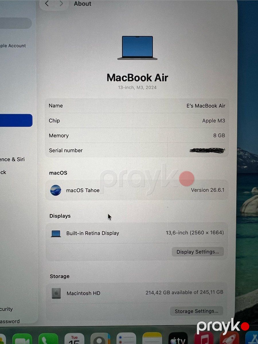 Apple MacBook Air 13” M3 (2024) — 8GB / 256GB — Noutbuklar, Bakı (2)