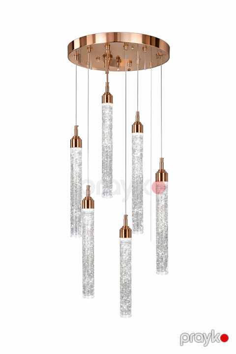 Asma çılçıraq, akril, 6 Led lampa, tunc — Bakı