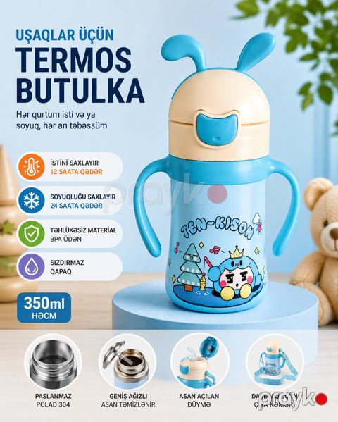 Borucuqla fincan, paslanmayan polad, mavi, 350 ml — Bakı