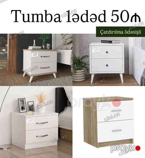 Tumba – 1 ədəd, 50₼ Çatdırılma ödənişli Müasir dizaynlı 2 çekmeceli — Bakı