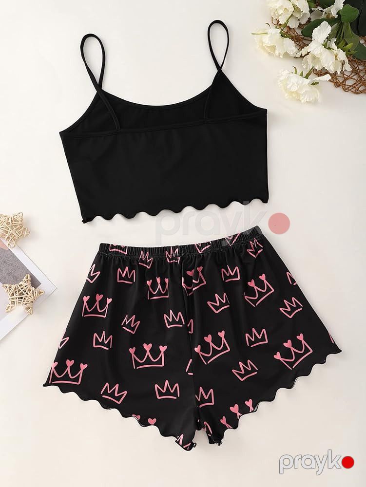 Qadınlar üçün şortlu pijama dəsti 7818404, rəngbərəng, poliester, ölçü L/XL — Mallar, Bakı (3)