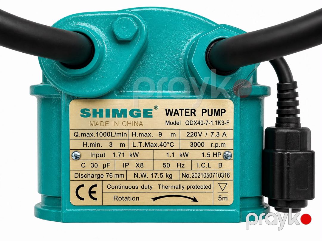 Su nasosu Shimge QDX40-7-1.1KW 1141 1100 W 9 m 1000 l/dəq — Mallar, Bakı (2)