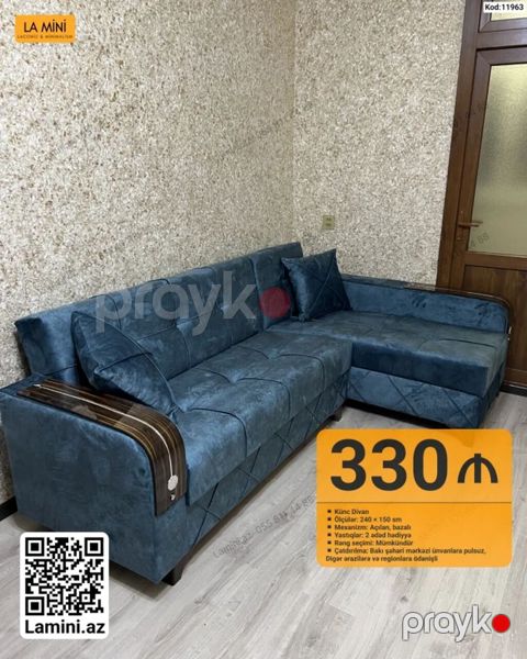 Məhsul: Künc divan (Kod: 11963) - Ölçülər: 240 150 sm - Mexanizm — Bakı