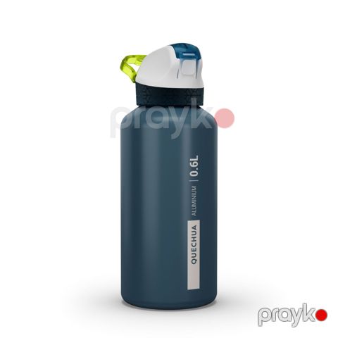 İdman su qabı Quechua 500, alüminium, 600 ml, sürətli açılan qapaq, pipet