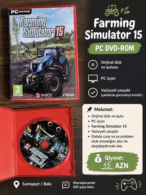 Farming Simulator 15 – PC Dvd-rom - Orijinal disk və orijinal qutu — Konsol oyunları