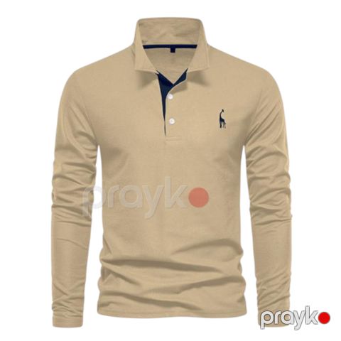 Kişilər üçün polo EB_1228, bej, pambıq/poliester, ölçü M — Bakı