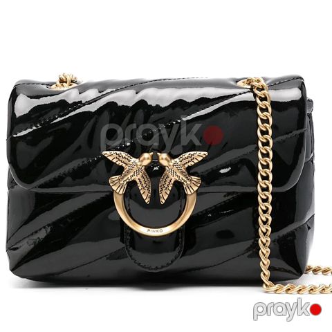 Pinko Baby Love Bag Puff – Qara Patent Dəri Çiyin Çantası — Bakı