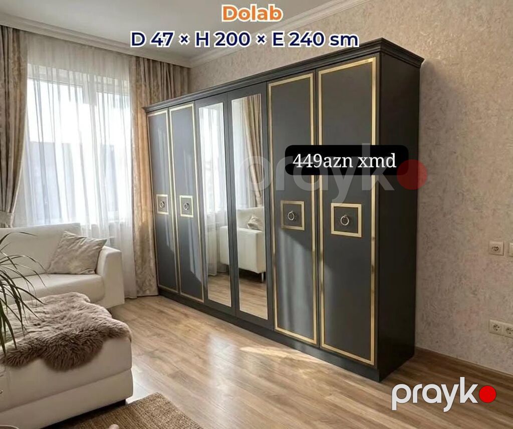 Yataq otağı üçün iri həcmli qarderob dolabları - Model: 6 qapılı — Şkaflar, Bakı (7)