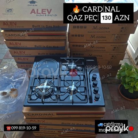 Cardınal/aev ankastrə qaz plitəsi - 3 qaz 1 elektirikli elektirik — Bakı
