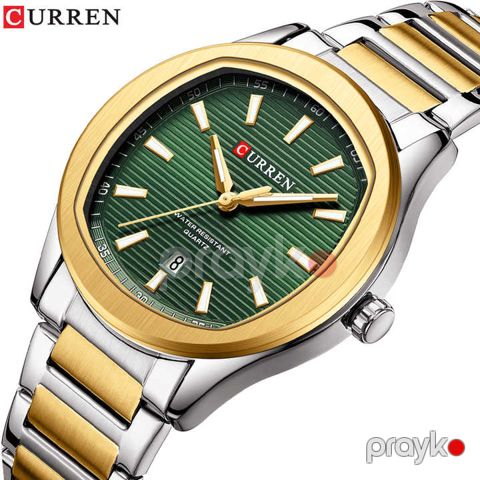 Kişi qol saatı Curren 8474 Silver/Gold/Green — Bakı