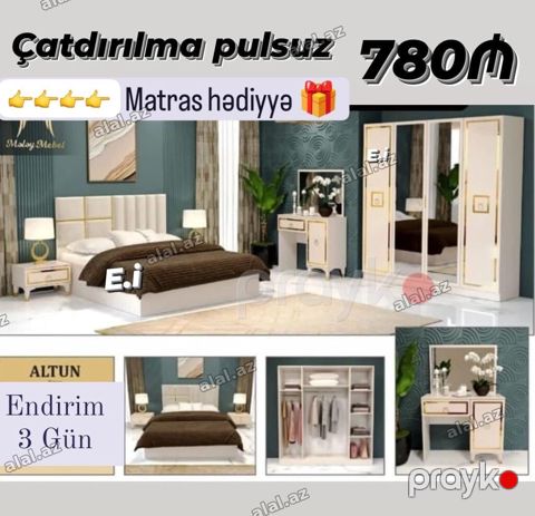 Yataq otağı dəsti – Altun model Qiymət: 780₼ Çatdırılma: pulsuz Bonus — Bakı